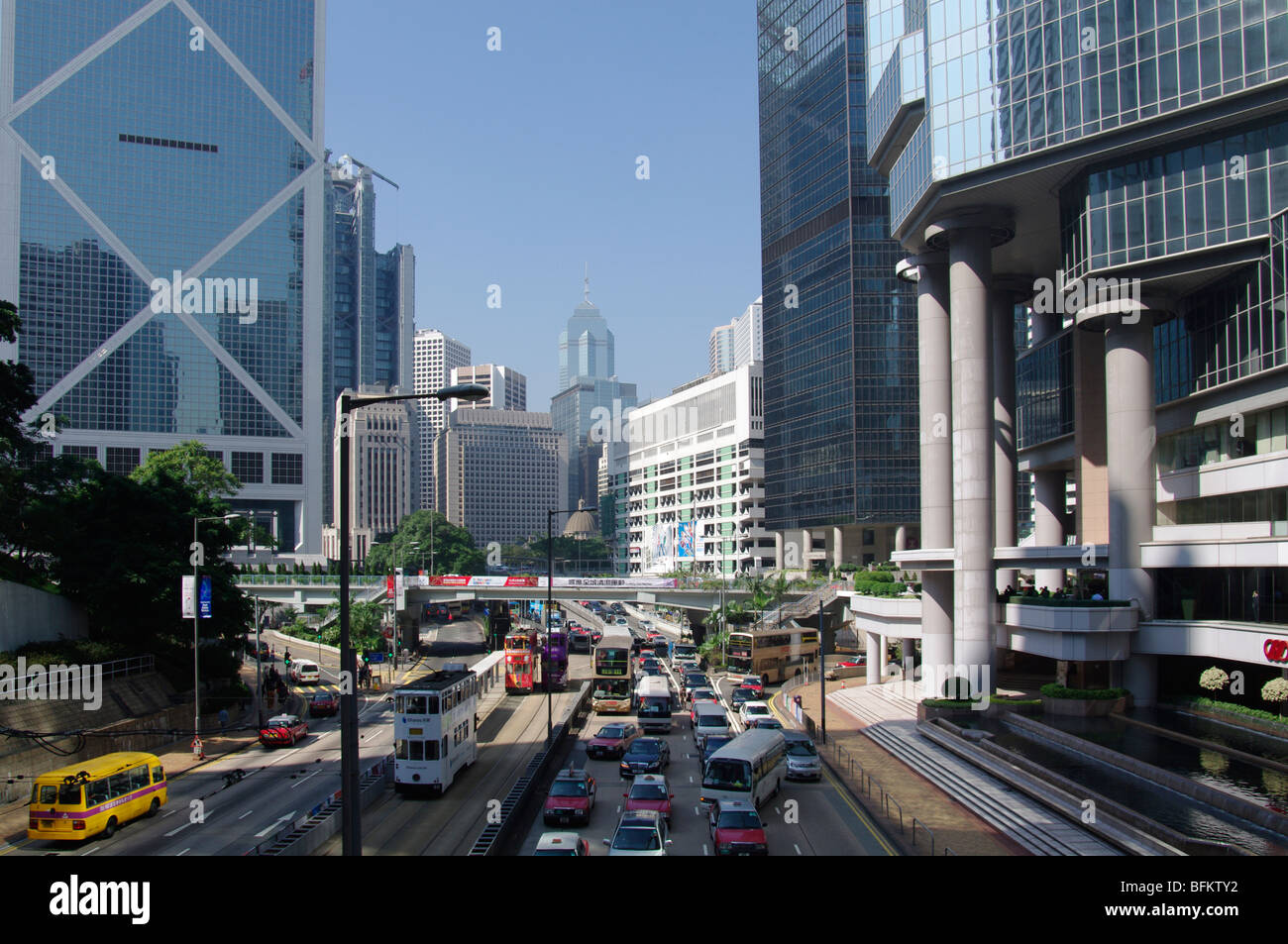 Asia hong kong la congestione del traffico isola centrale Foto Stock