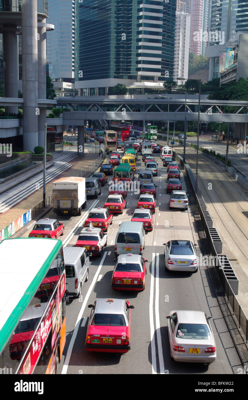 Asia hong kong la congestione del traffico isola centrale Foto Stock