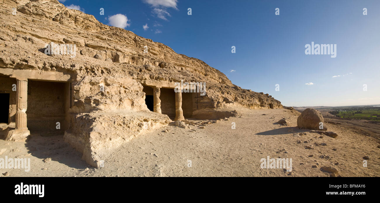 La roccia tombe di Beni Hassan tra Minya e Mallawi, Medio Egitto Foto Stock