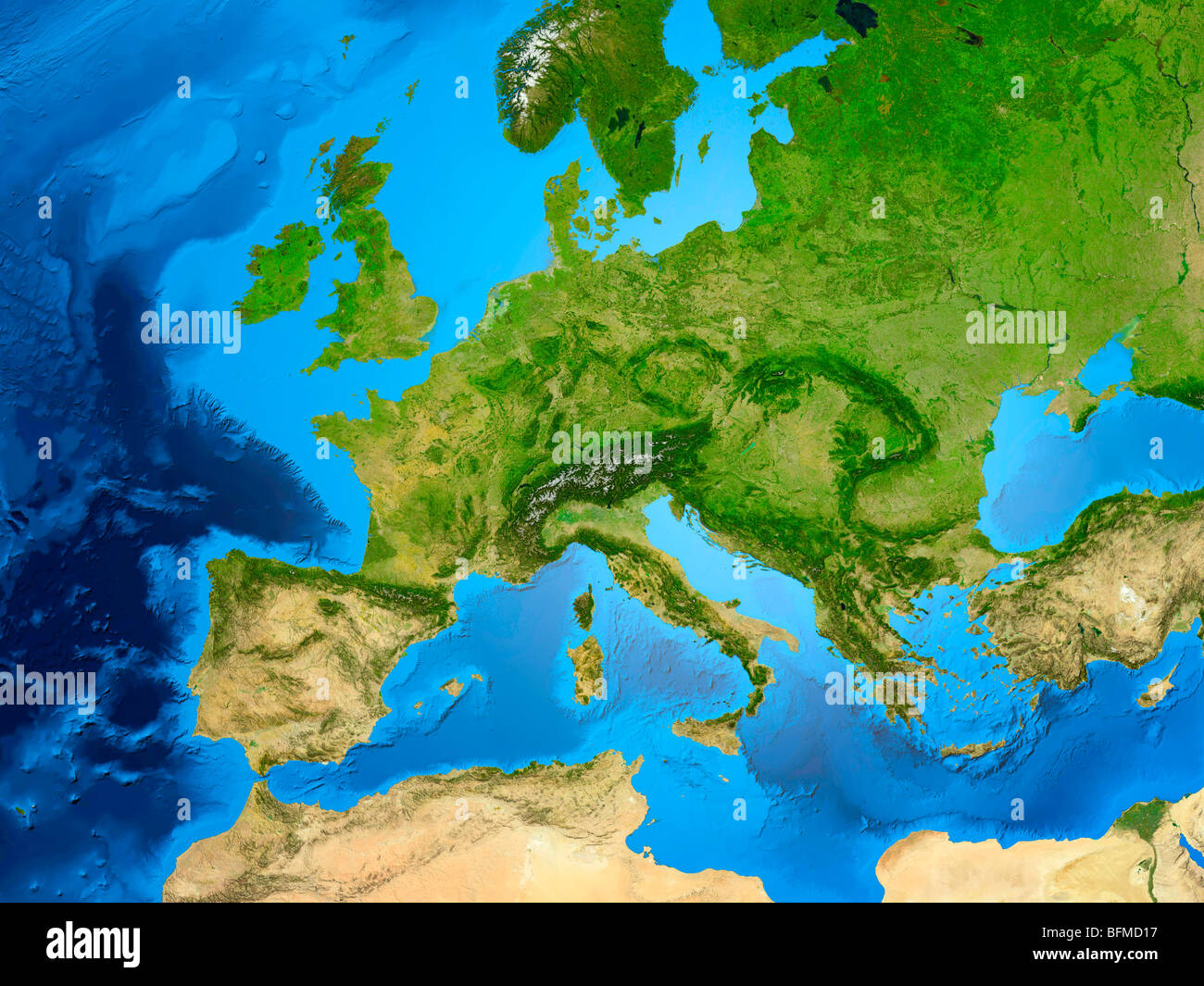 Vista del globo terrestre dallo spazio che mostra continente europeo Foto Stock