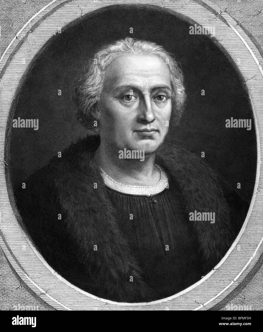 Stampa verticale c1892 di Cristoforo Colombo (c1451 - 1506) - 'discoverer' d'America nel 1492. Foto Stock
