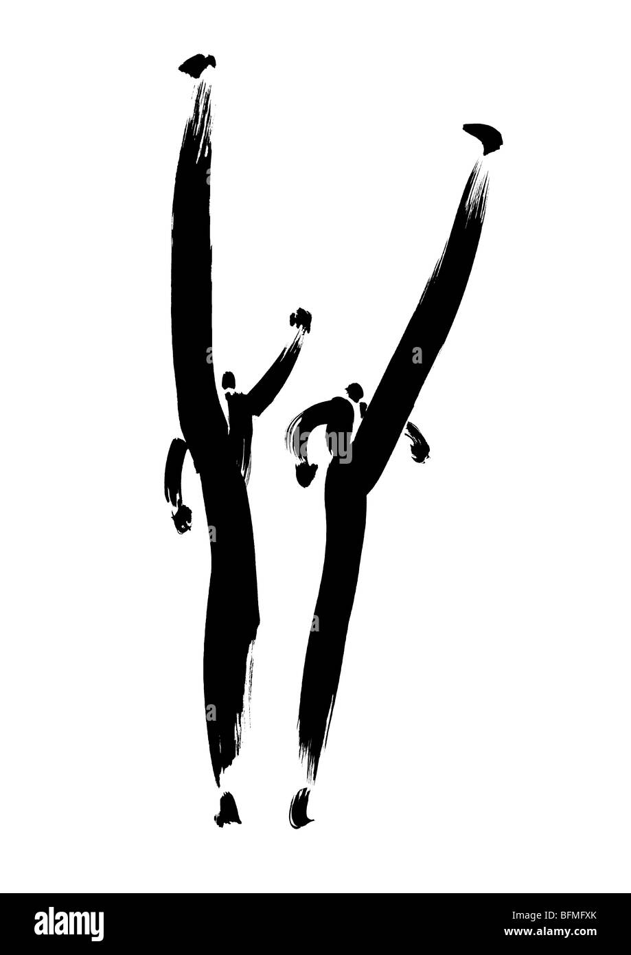 Illustrazione degli imprenditori che esercitano, sfondo bianco Foto Stock