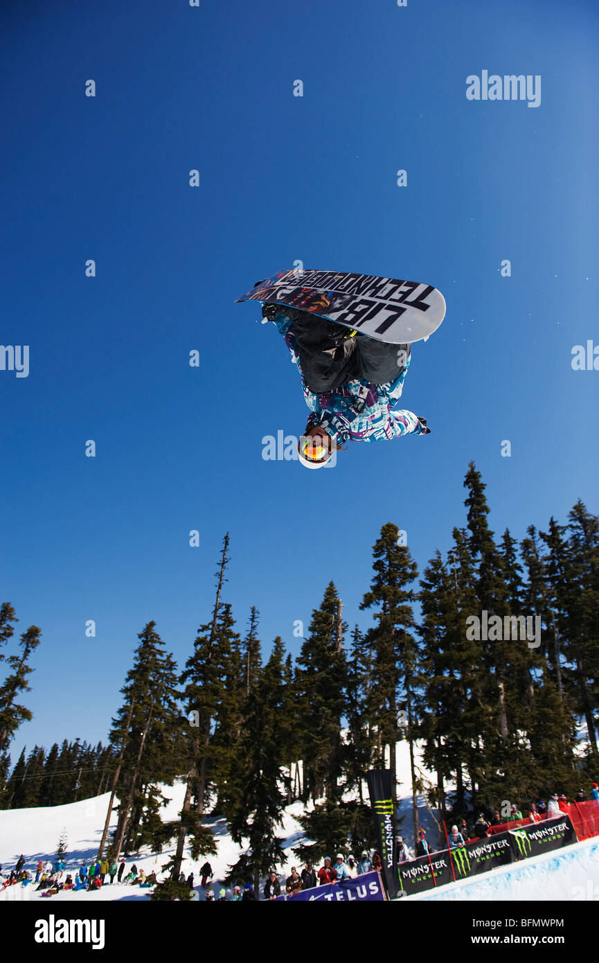 Canada, British Columbia, Whistler, sede delle Olimpiadi Invernali 2010 Giochi, Telus Ski Festival half pipe competition 2009 Foto Stock