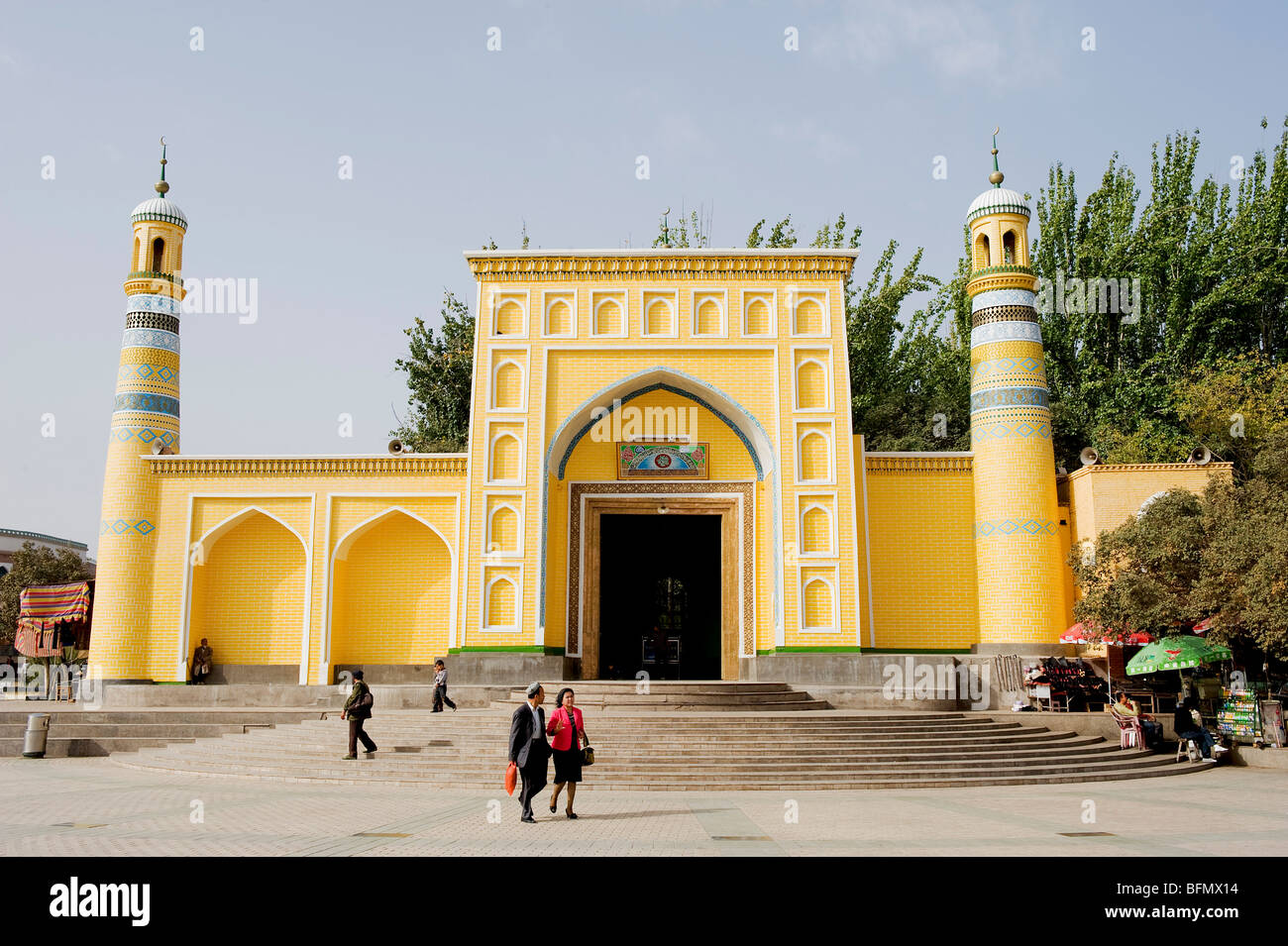 Cina, provincia dello Xinjiang, Kashgar, alla Moschea Id Kah Foto Stock