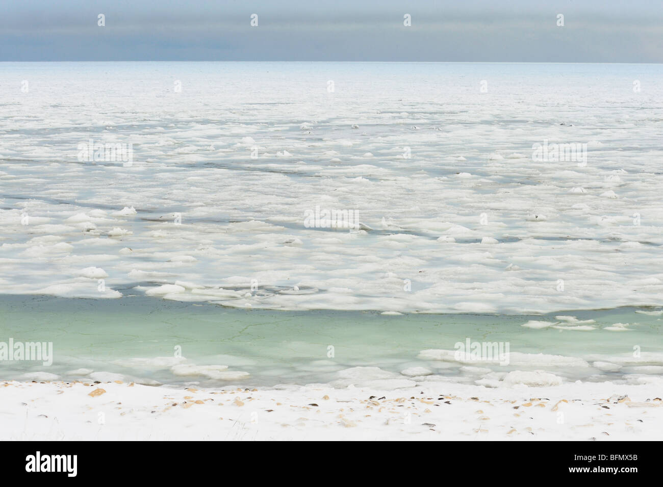 Baia di Hudson costa all'inizio dell'inverno, Churchill, Manitoba, Canada Foto Stock