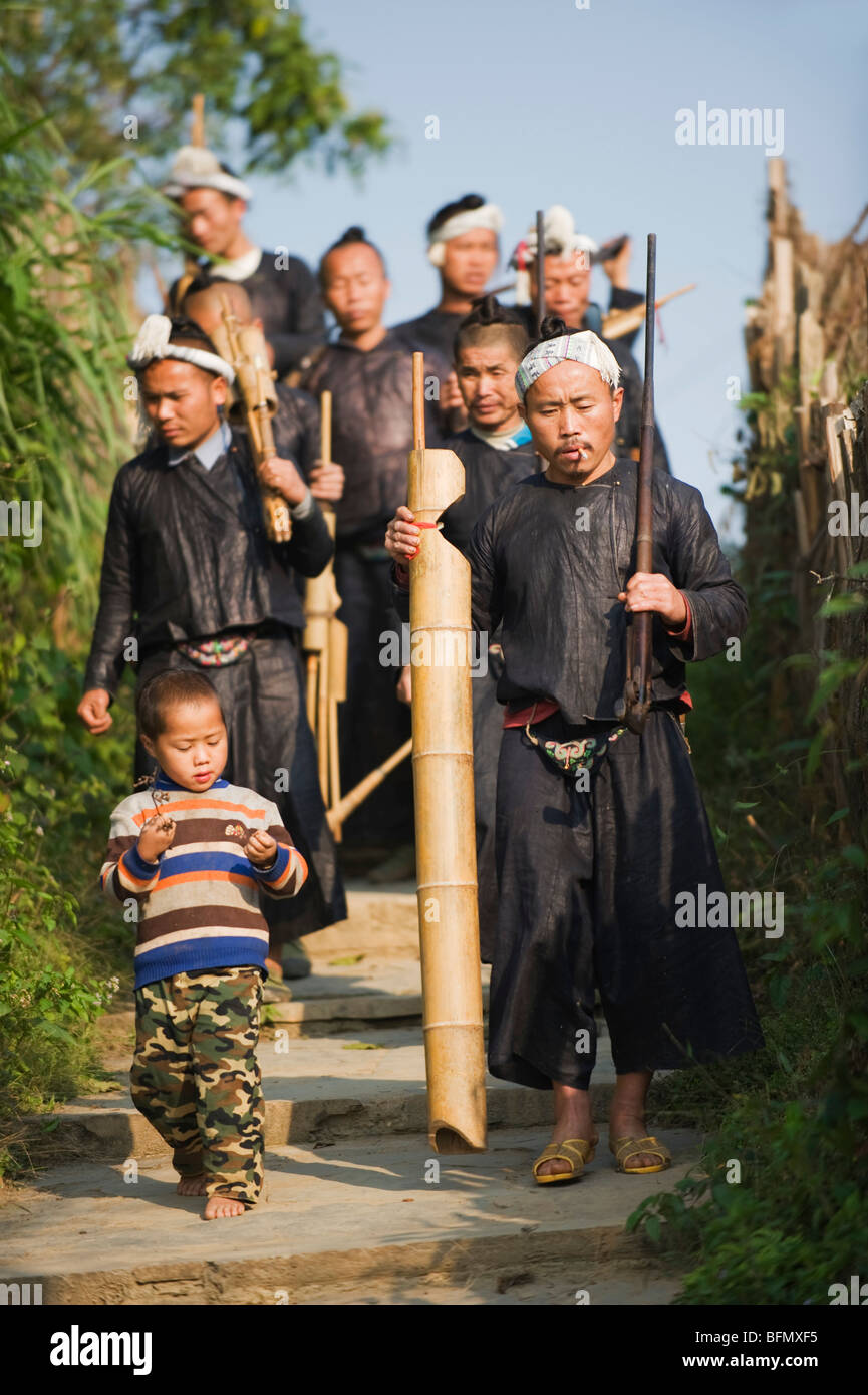 Cina, Guizhou, Basha, Miao etnico gruppo di minoranza Foto Stock