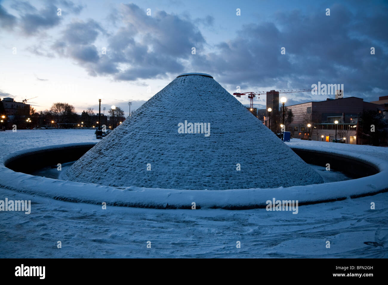 Cal Anderson Park a Seattle, Washington - la mattina presto la neve Foto Stock