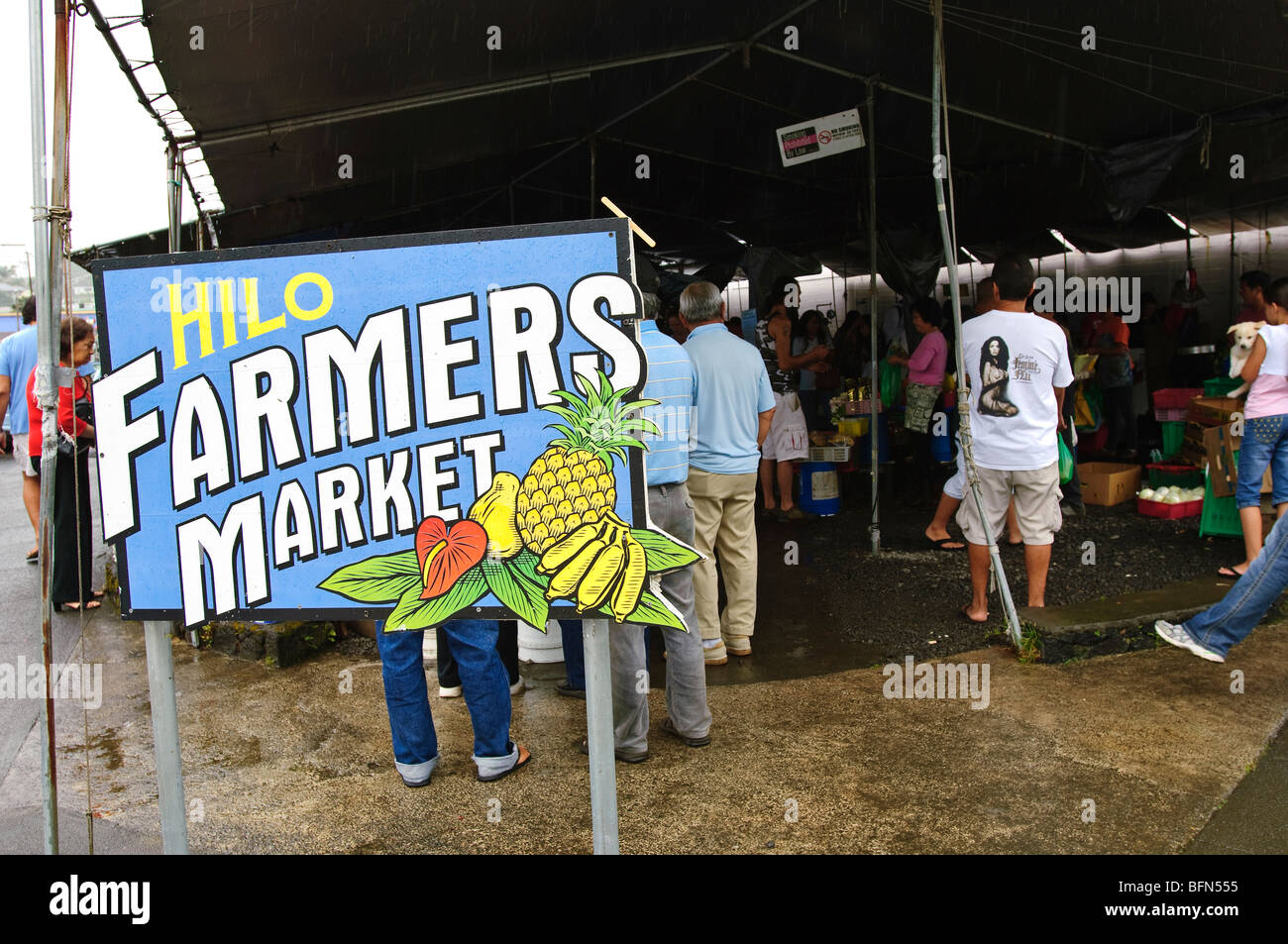 Hilo farmers market, Big Island delle Hawaii. Foto Stock