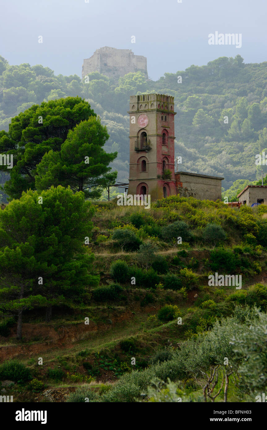 Torre dell'Orologio, isola di Gorgona, Arcipelago Toscano Foto Stock