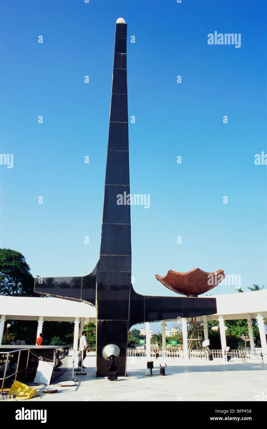 Anna Memorial ; Anna Samadhi ; C.N. Annadurai ; Spiaggia di Marina ; Madras ; Chennai ; Tamil Nadu ; India ; asia Foto Stock