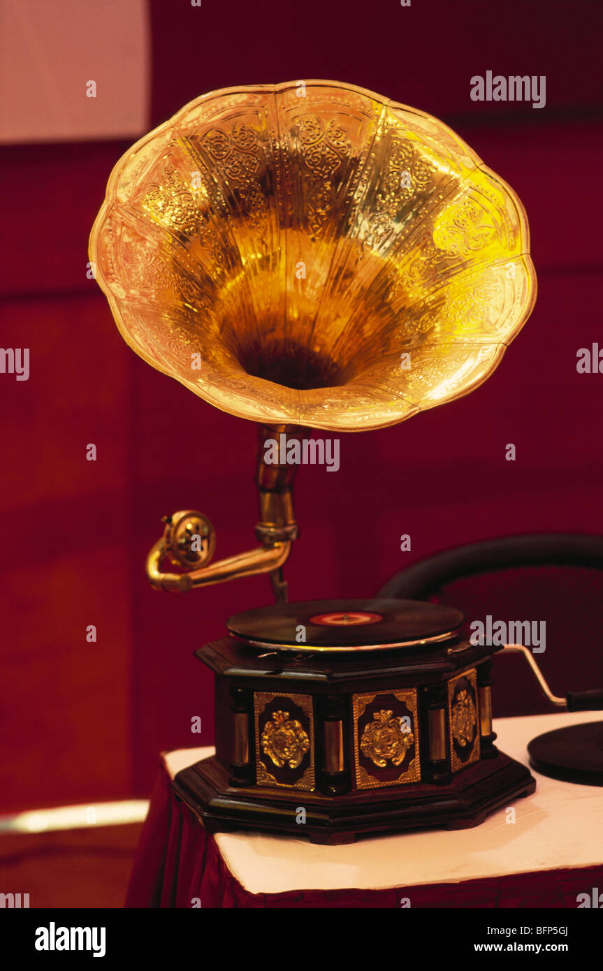 Fonografo, Gramophone, lettore di dischi, India, Asia Foto Stock