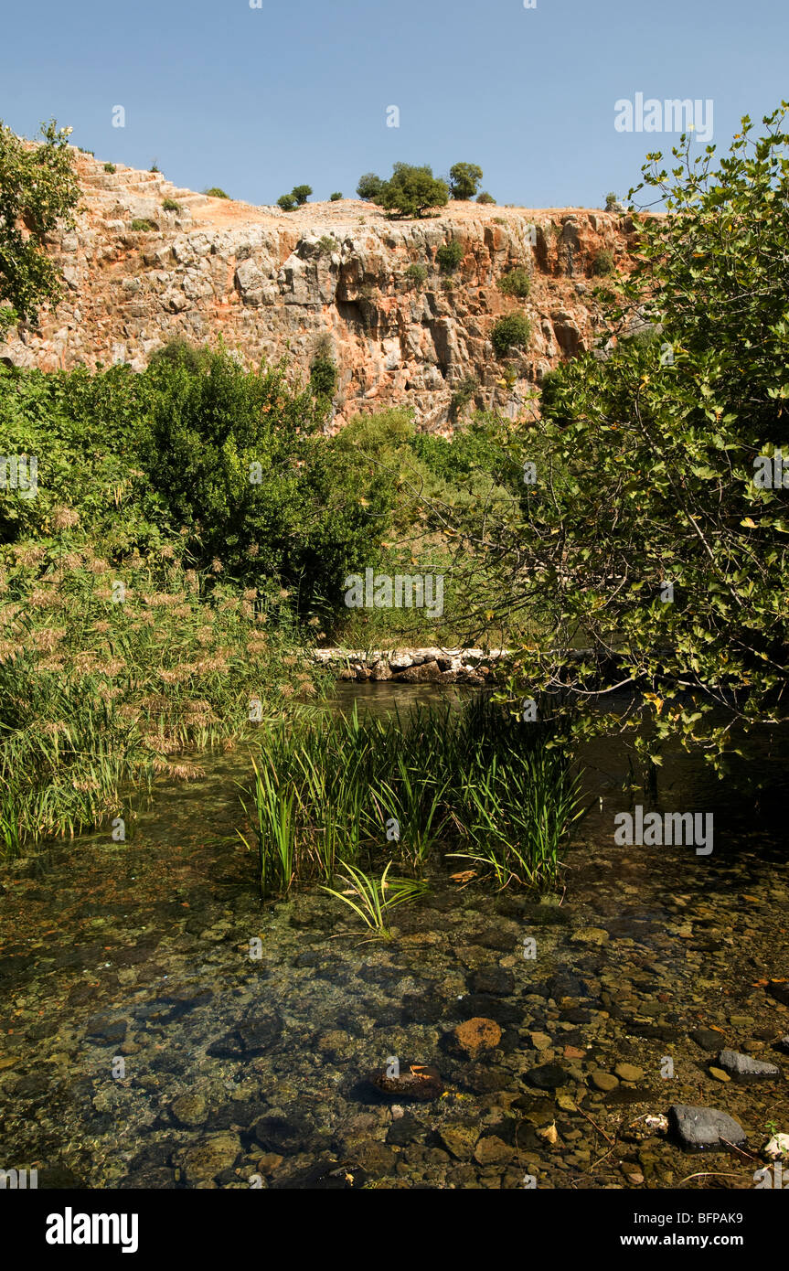 Baneas parco nazionale di sorgente del fiume Giordano,tempio al dio Pan Foto Stock