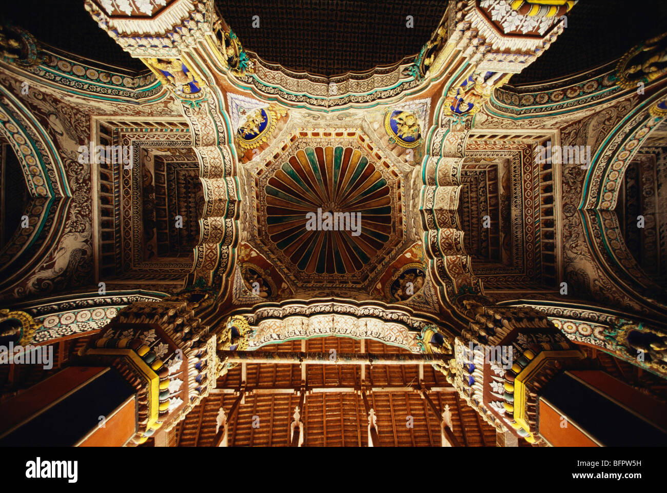 AAD 66497 : il soffitto dipinto della sala Darbar ; Thanjavur Tanjavur ; Tamil Nadu ; India Foto Stock