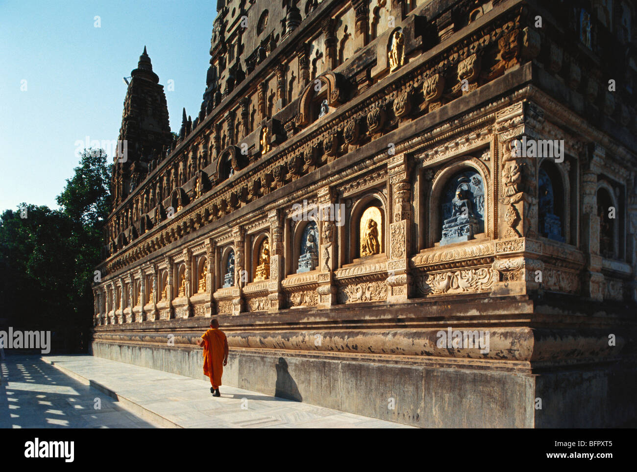 Mahabodhi indiano tempio buddista ; Bodhgaya, ; Bihar ; India Foto Stock