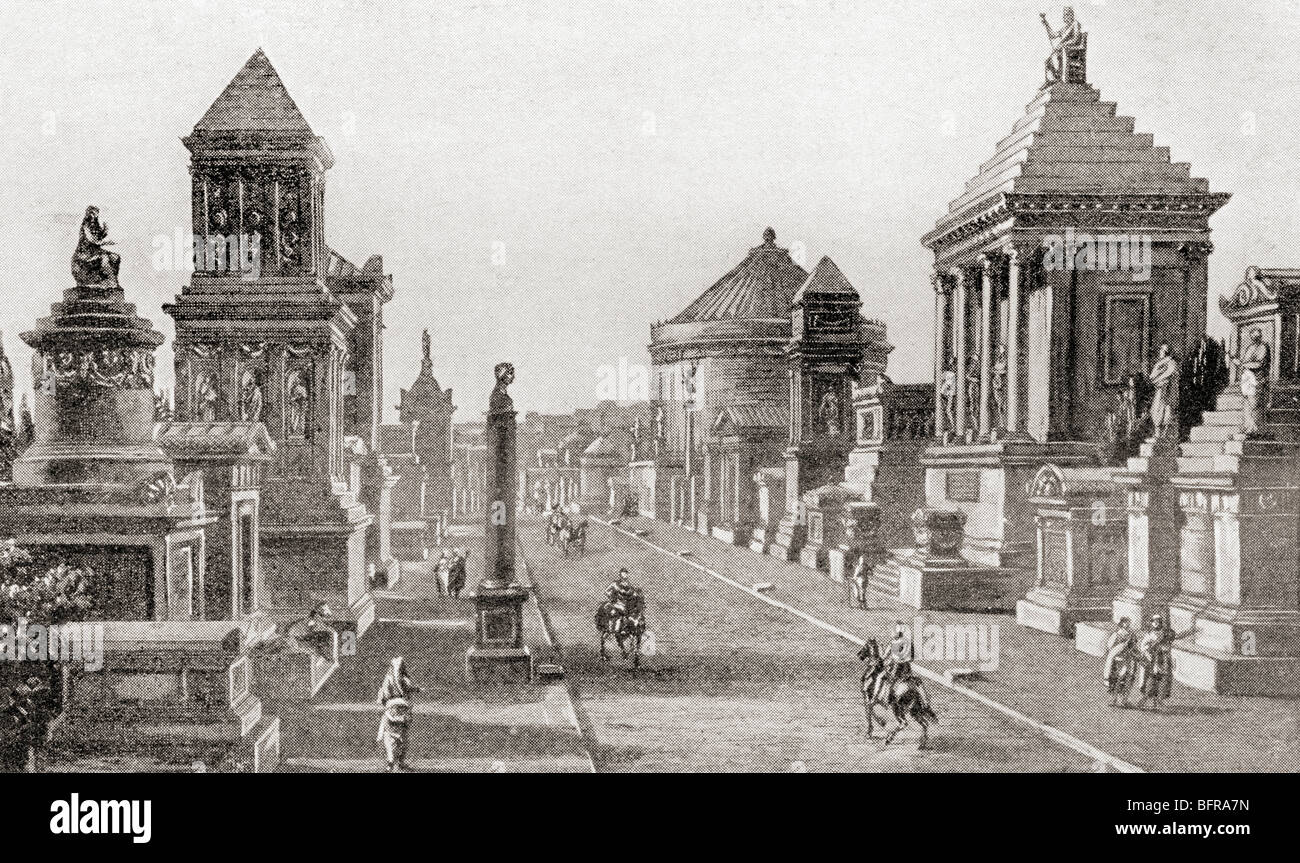 La Via Appia Antica come sarebbe apparso in tempi antichi Foto Stock