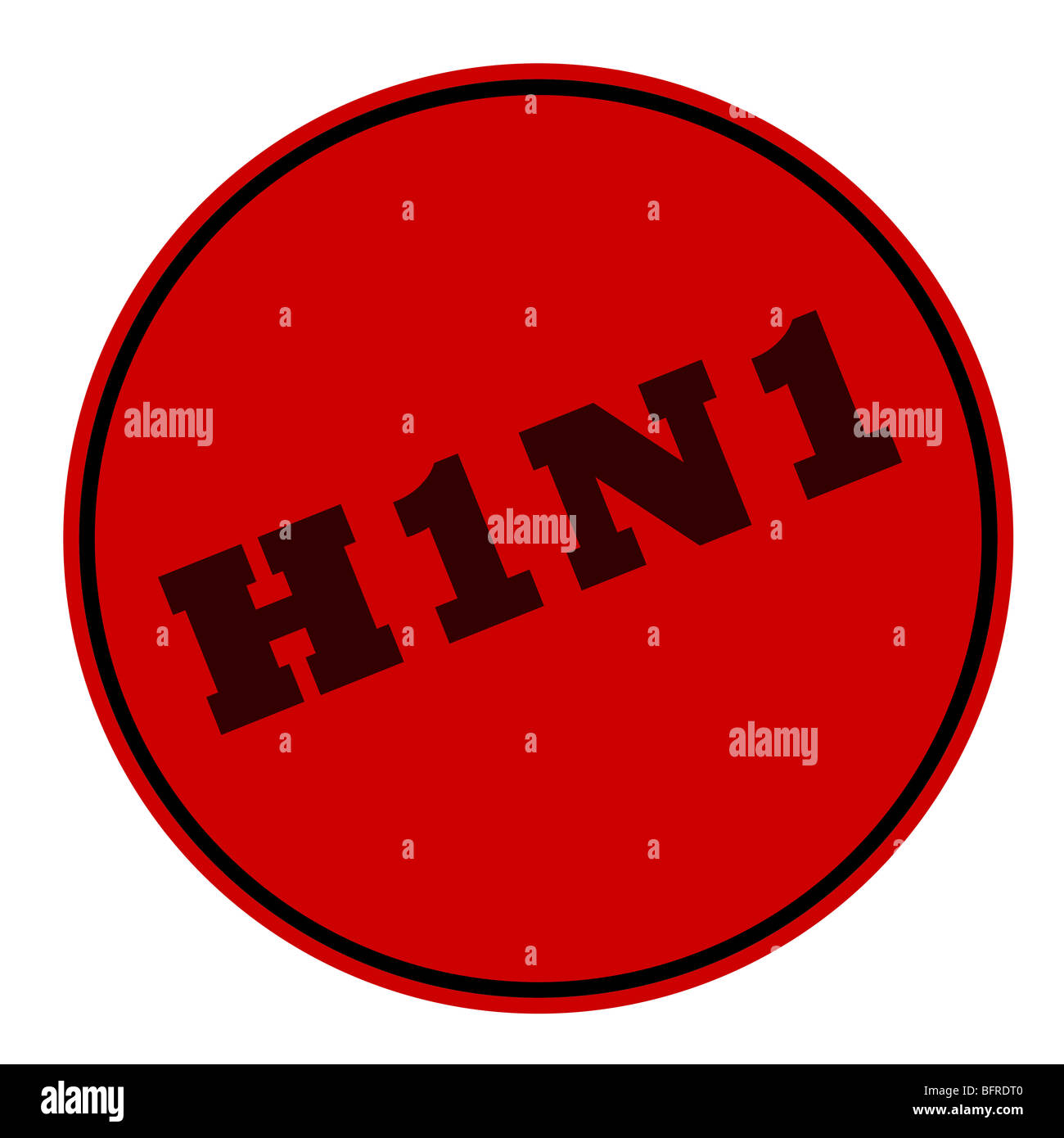 Red H1N1 di influenza suina di timbro isolato su sfondo bianco. Foto Stock