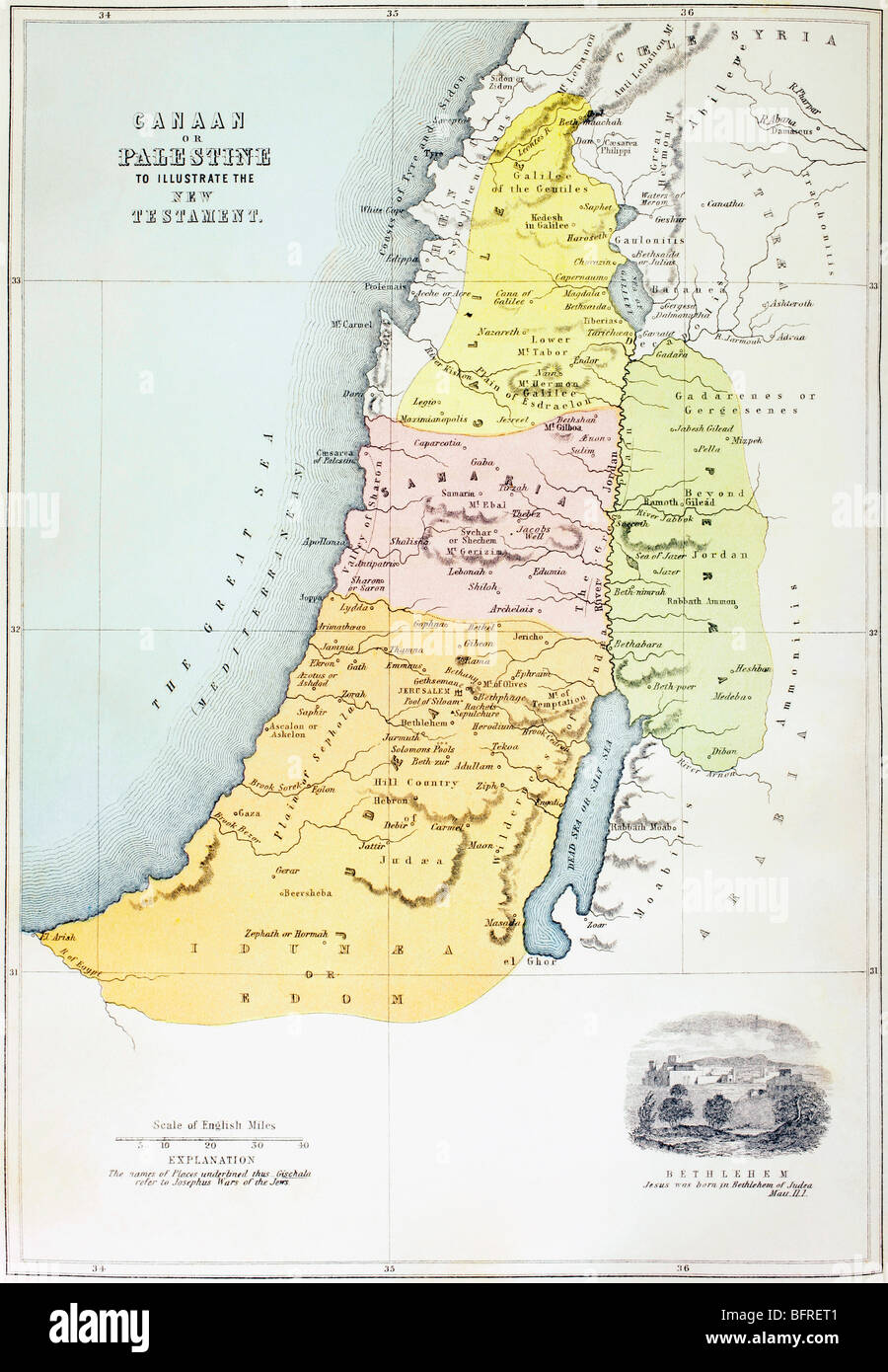 Canaan o la Palestina, al tempo del Nuovo Testamento. Foto Stock