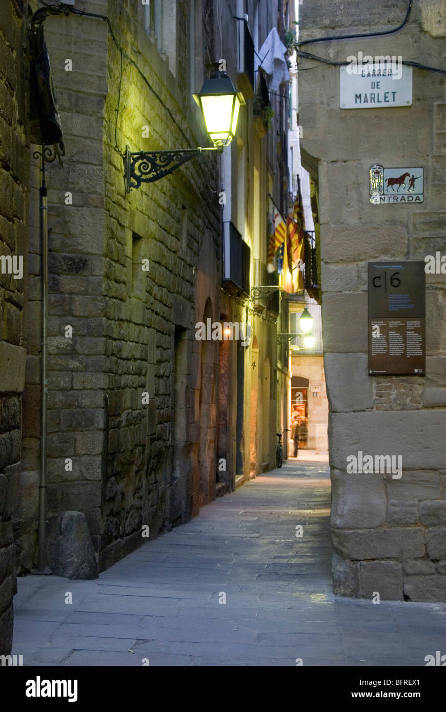 Sant Domenec e Marlet strade . La grande chiamata . Medieval Quartiere Ebraico, XII-XIV secolo. Barcellona. La Catalogna. Spagna. Foto Stock