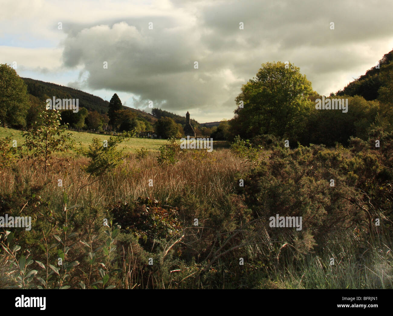 San Kevin la chiesa di Glendalough, County Wicklow, Irlanda Foto Stock