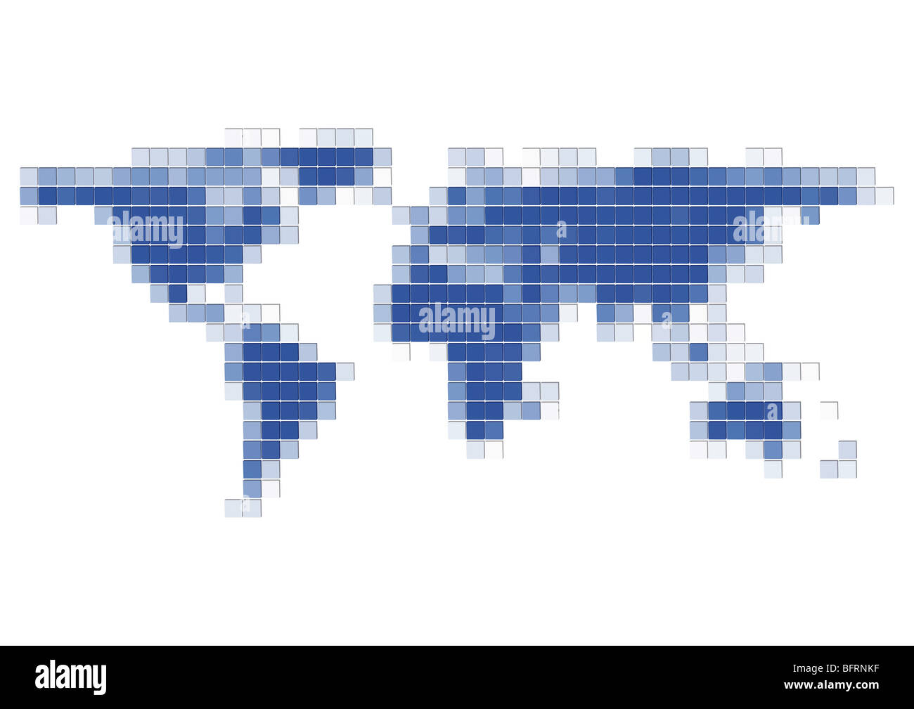 Mappa del mondo di Blue 3D piastrelle Foto Stock