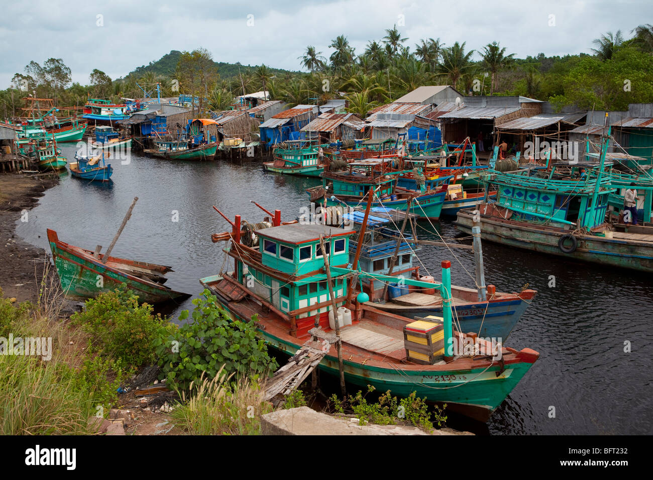 Barche da pesca Phu Quoc Island, Vietnam Foto Stock