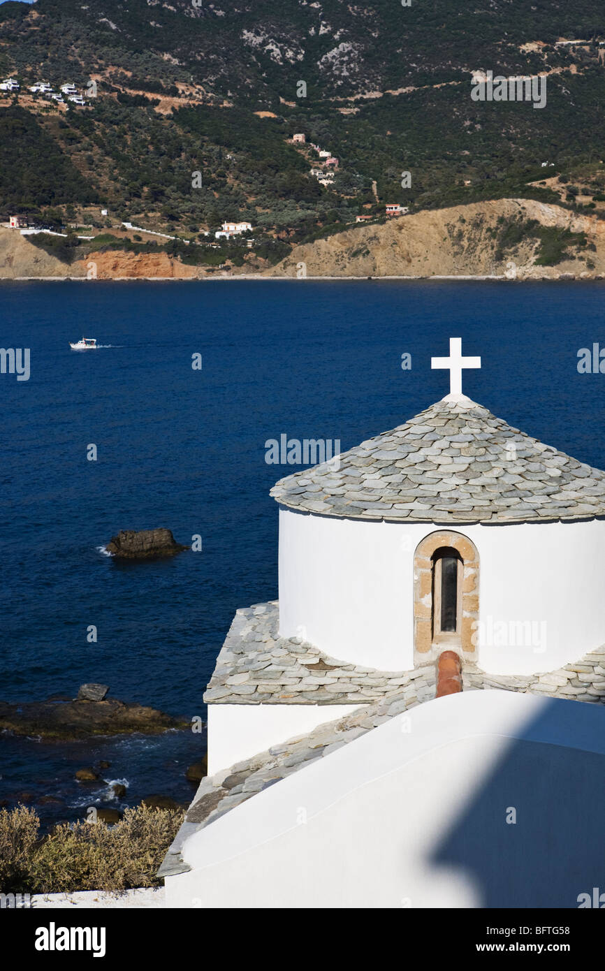 Chiesa Greco Ortodossa città di Skopelos isole Greche - Grecia Foto Stock