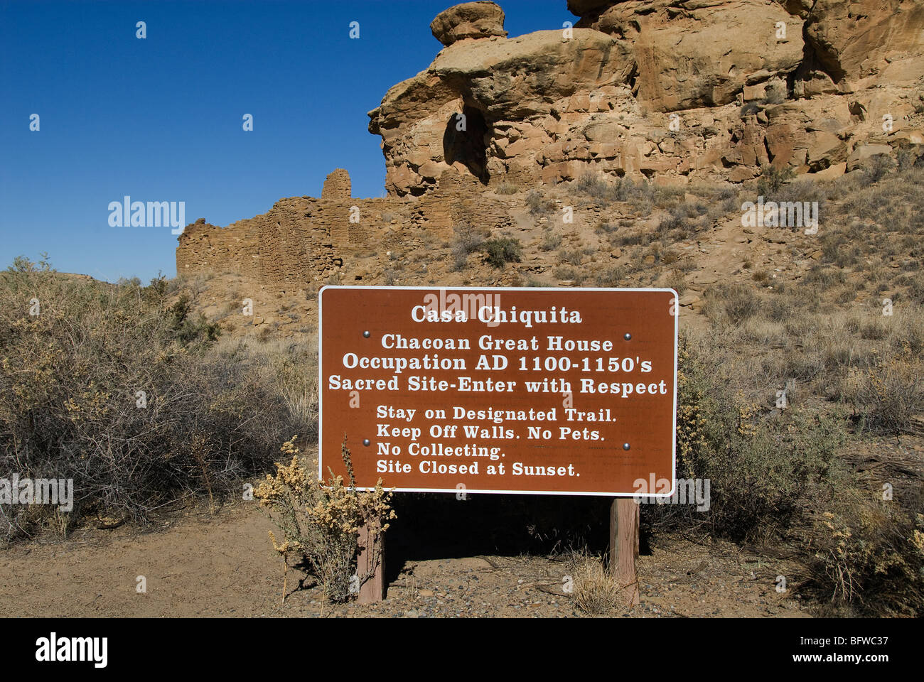 Casa Chiquita segno cultura Chaco National Historical Park Nuovo Messico USA Foto Stock