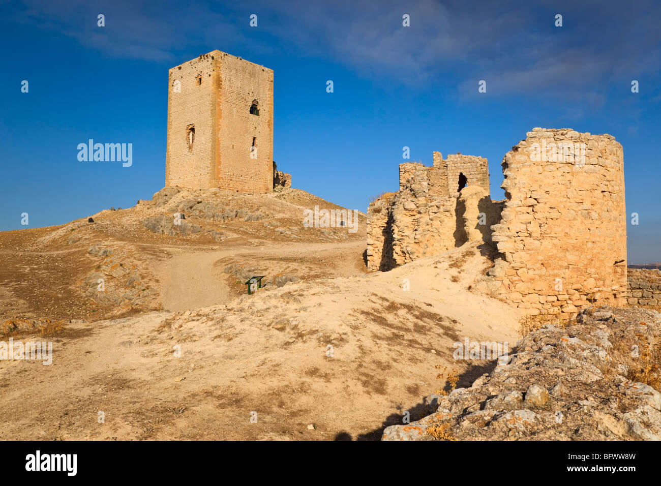 Teba, provincia di Malaga, Spagna. Castello di stella. Castillo de la Estrella. Foto Stock