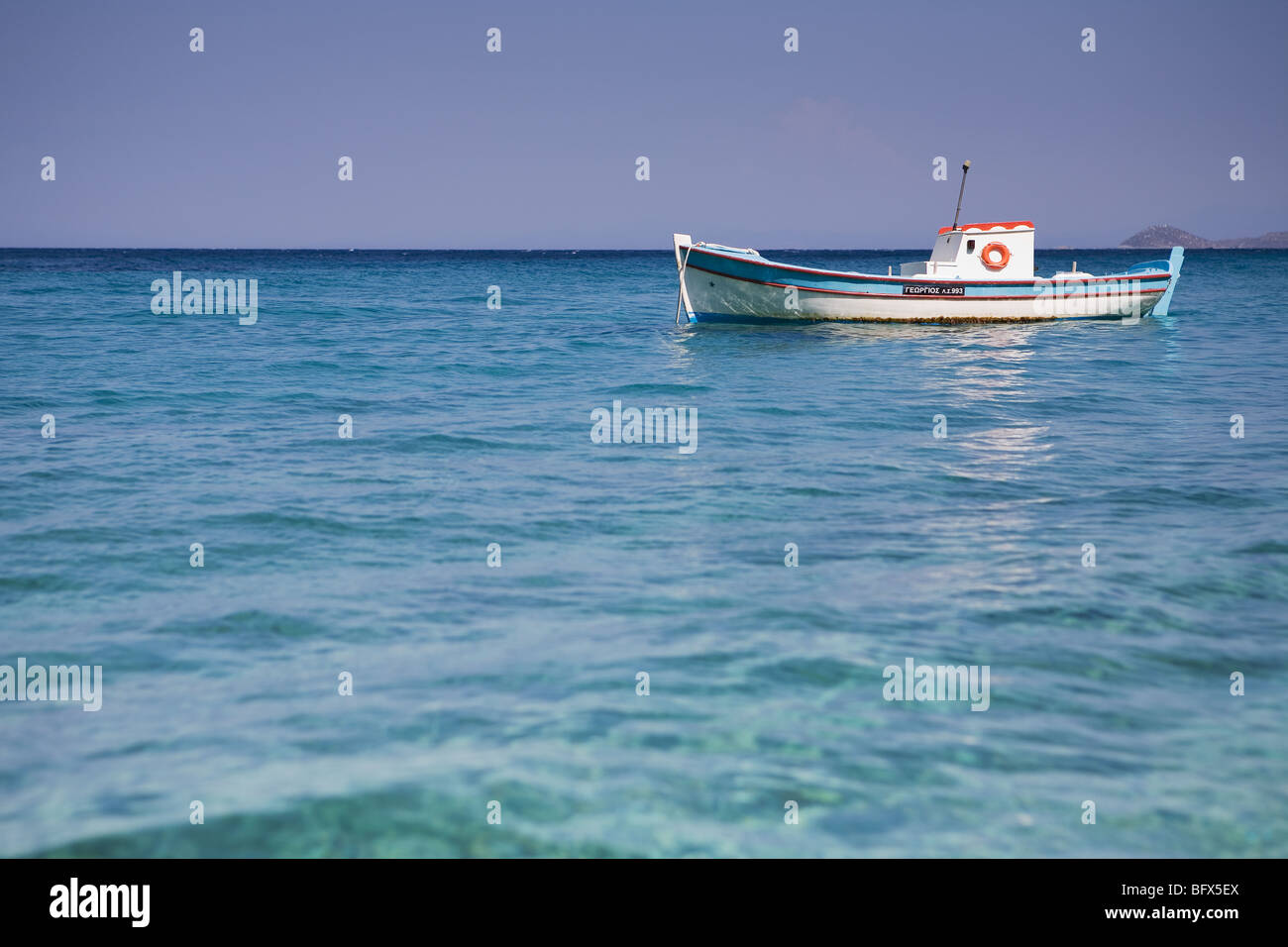 Fishingboat greco samos Foto Stock