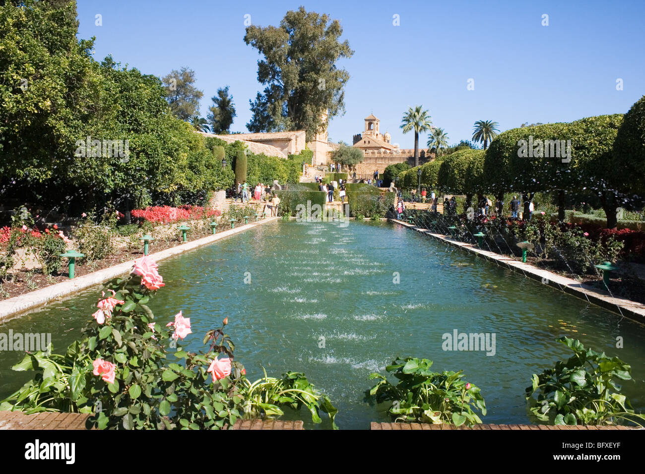 Cordoba, Spagna. Giardini dell'Alcazar dei Re Cristiani. Foto Stock
