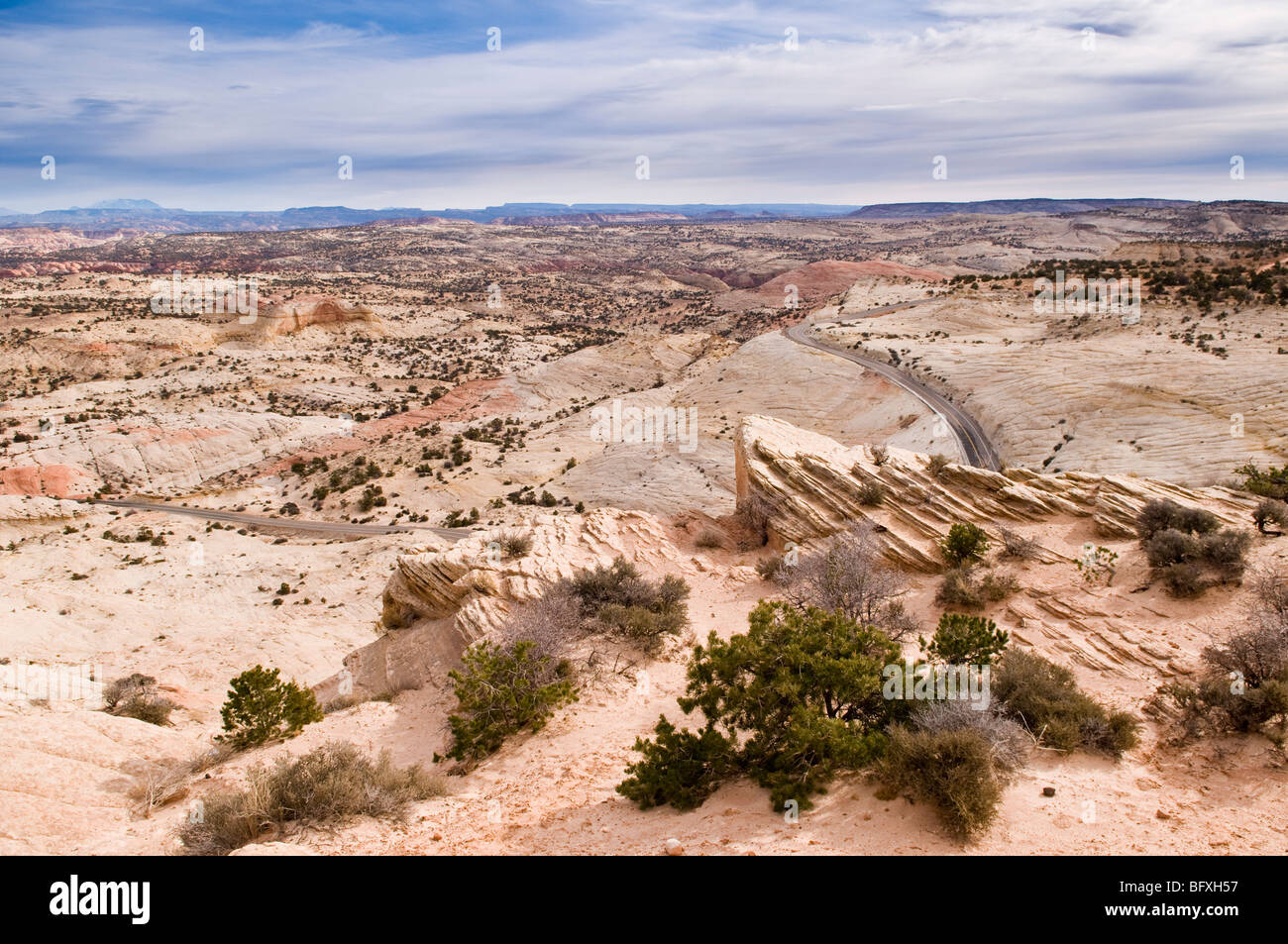 Scenario desertico lungo l'Autostrada 12 a est di Escalante, Utah Foto Stock