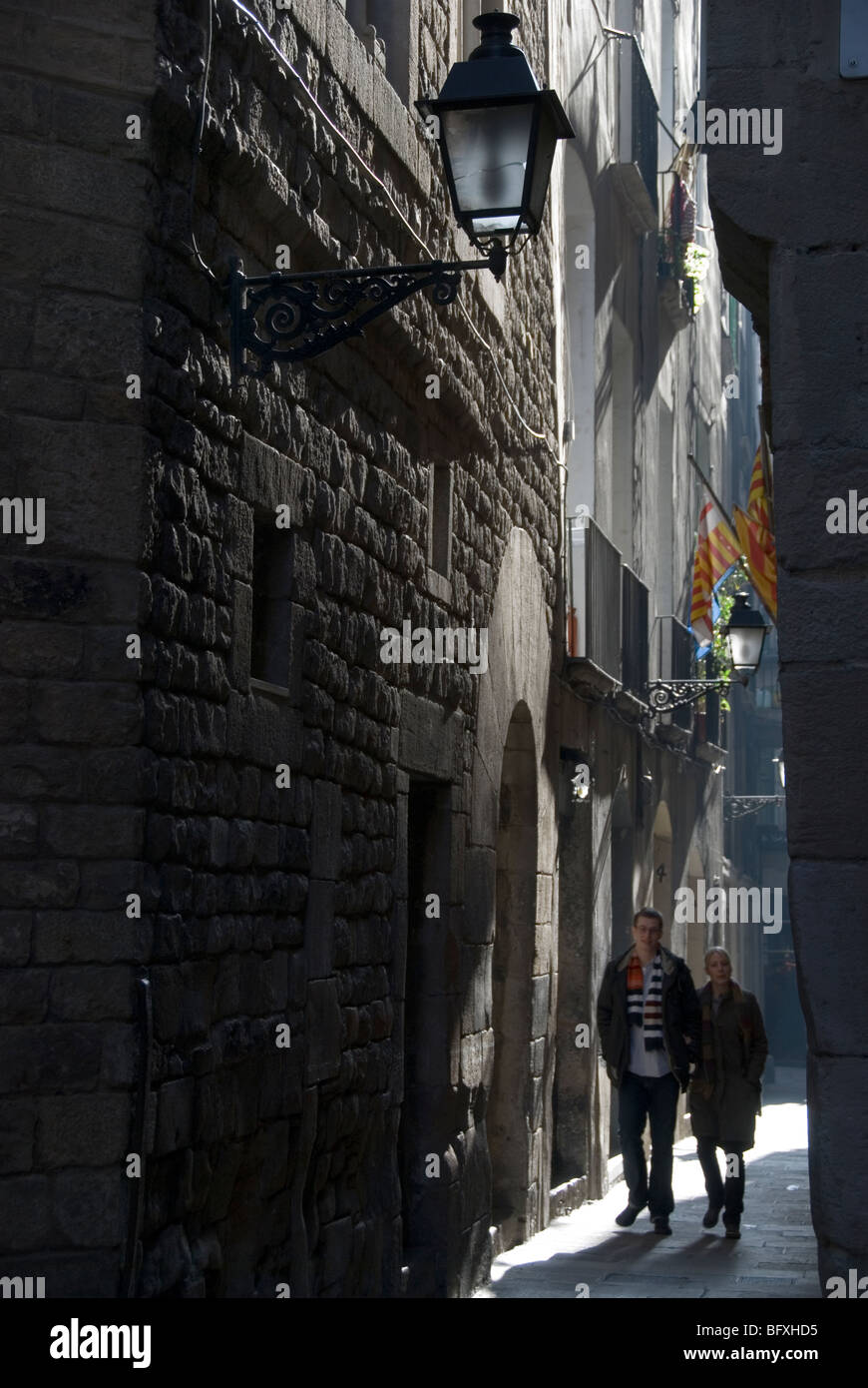 Sant Domenec street. La grande chiamata . Medieval Quartiere Ebraico, XII-XIV secolo. La città di Barcellona. Catalonia . Spagna. Foto Stock