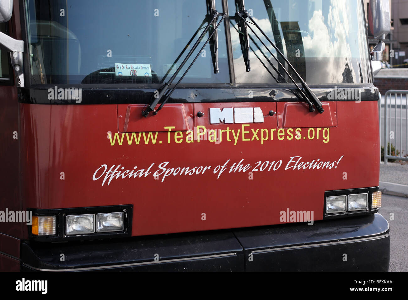 Tea Party Express Bus presso il Riverfront Park, Spokane, Washington, Ottobre, 31, 2009. Foto Stock