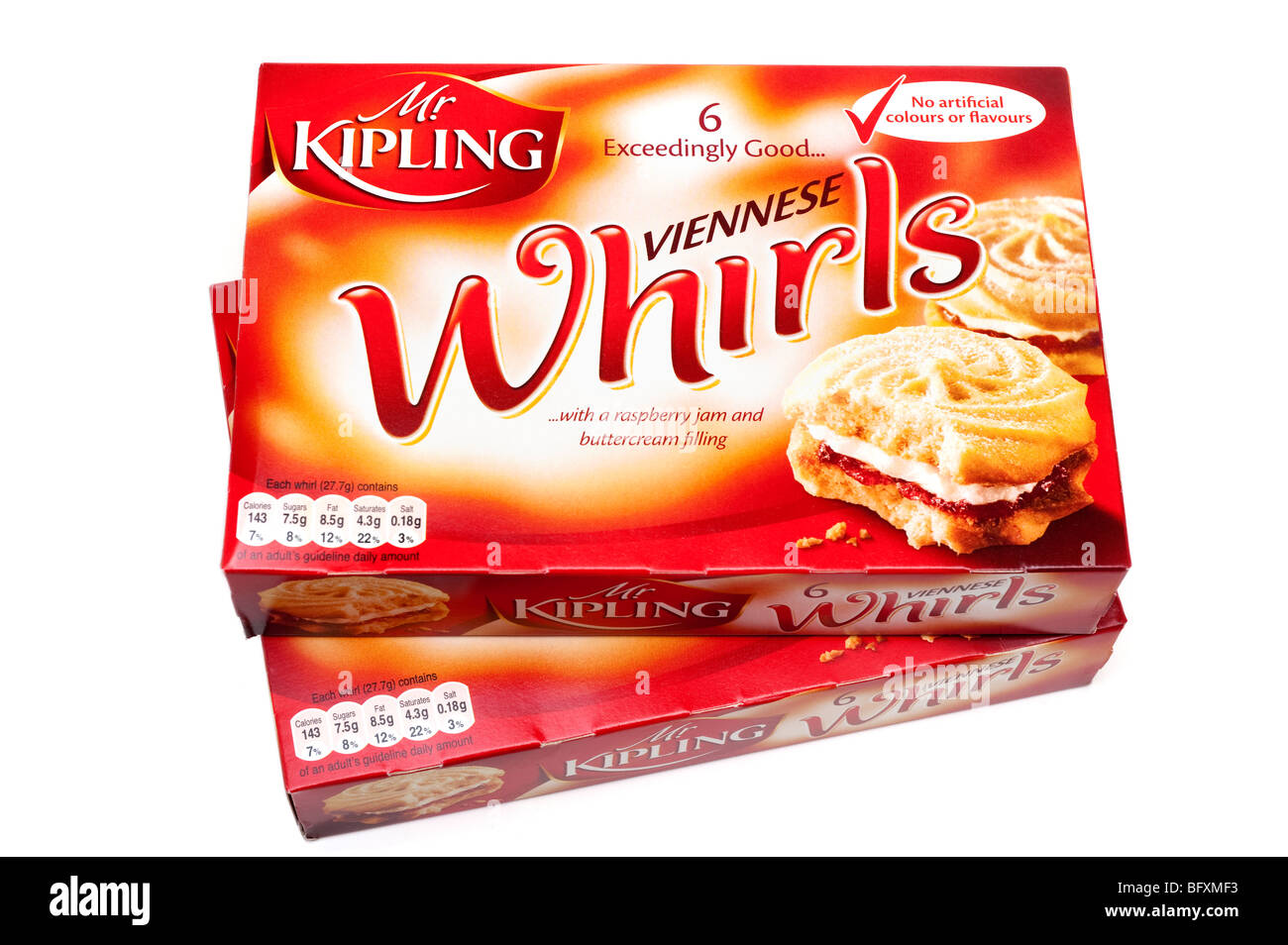 Due scatole di 'Mr Kipling " 6 " vortici Viennese' Foto Stock