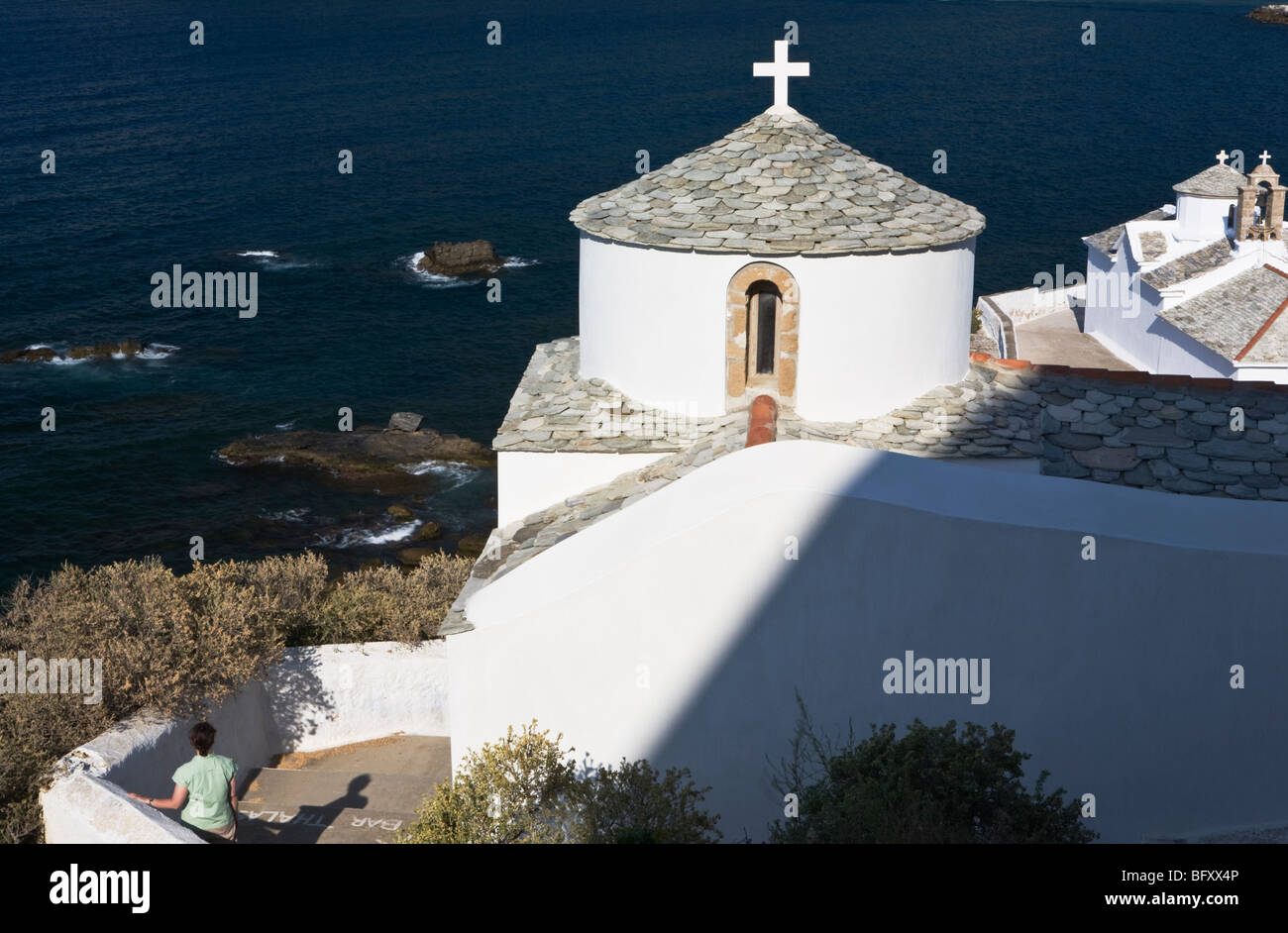 Greco ortodosso chiese Skopelos Island le Sporadi Grecia Foto Stock