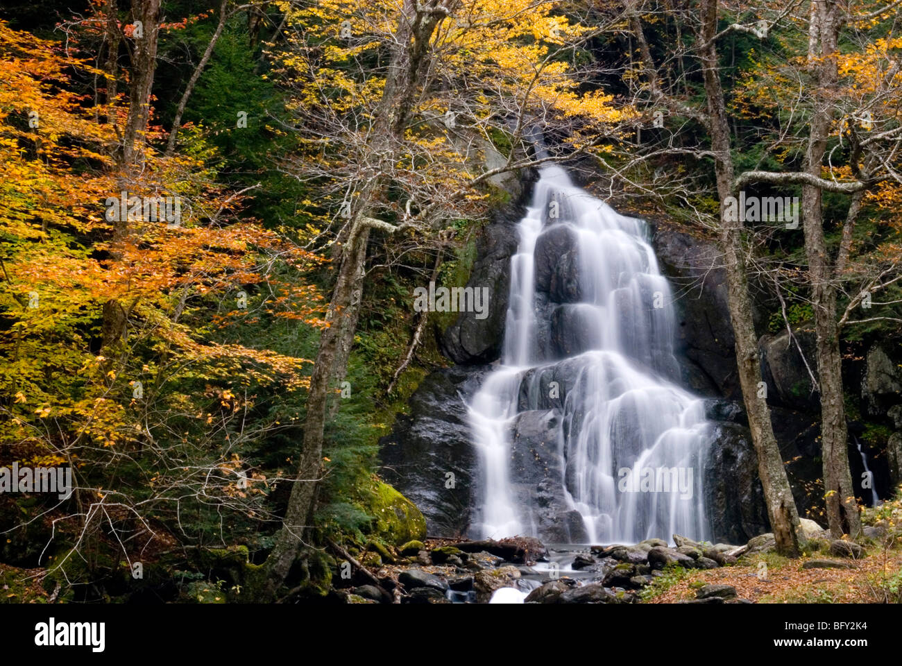 Moss Glenn Falls in autunno si trova nel verde delle montagne vicino a Granville Vermont - USA Foto Stock