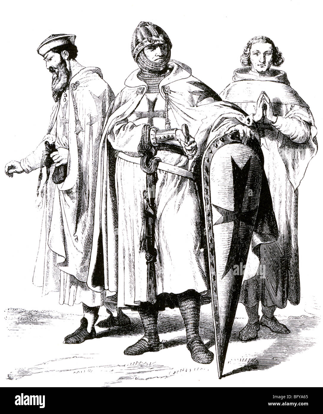 Ordine dei Cavalieri templari come mostrato in una illustrazione Vittoriano Foto Stock