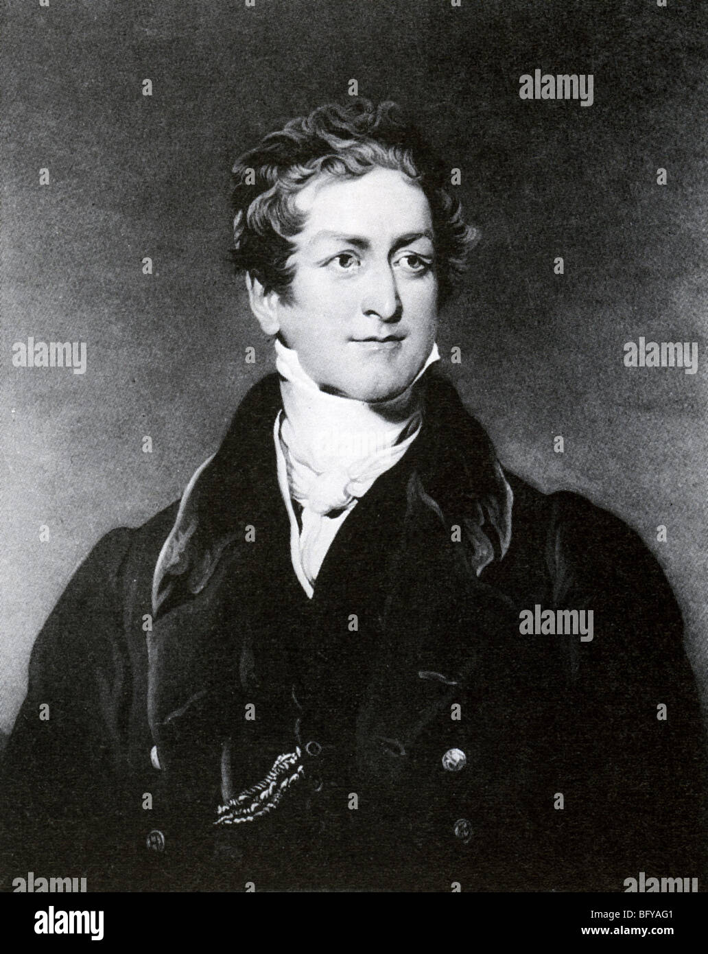 SIR ROBERT PEEL statista inglese e il Primo ministro (1788-1850) engaving dopo la verniciatura da Sir Thomas Lawrence Foto Stock