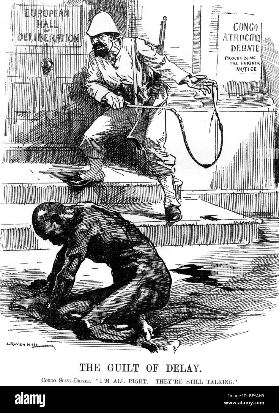 La schiavitù IN CONGO British cartoon critica in ritardo che proibisce la schiavitù nel Congo Belga Foto Stock