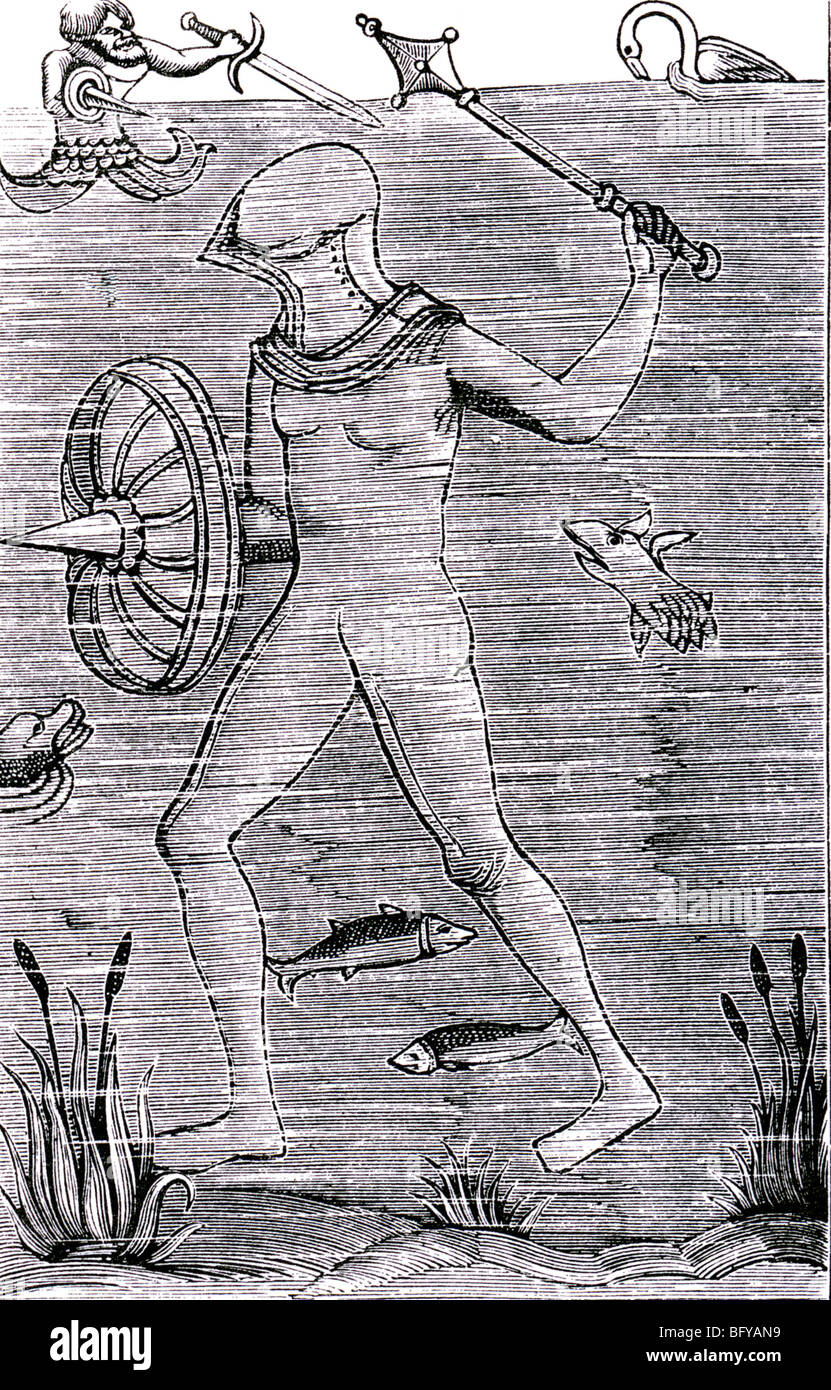 Soldato subacquea da l'arte Militaire pubblicato nel 1532 Foto Stock