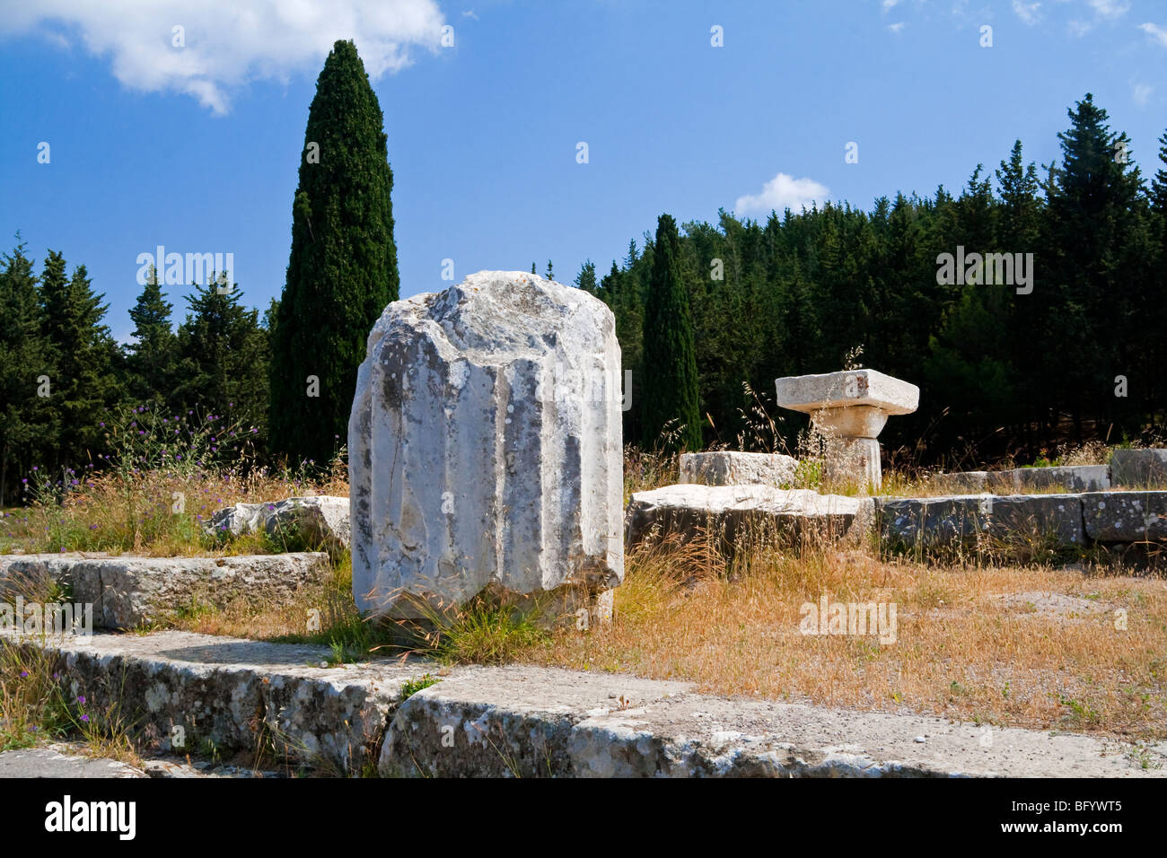 Vista dell'Asklepieion una guarigione tempio sacro al dio Esculapio sull'isola greca di Kos nel Dodecanneso Foto Stock