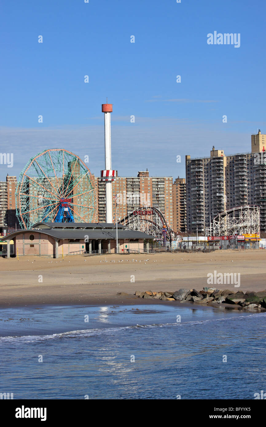 Coney Island Beach e parco divertimenti, Brooklyn, NY Foto Stock