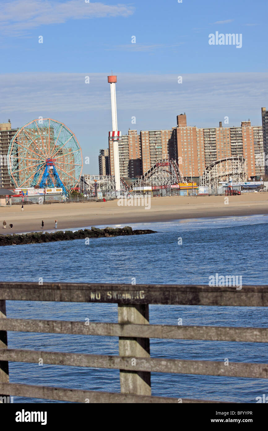 Coney Island Beach e parco divertimenti, Brooklyn, NY Foto Stock