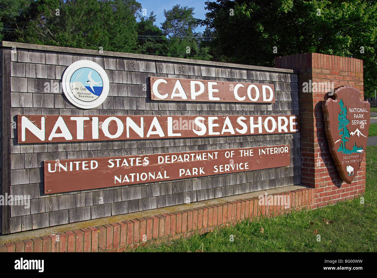 Segno a Salt Pond Visitor Center, a servizio del Parco Nazionale di Cape Cod National Seashore, Eastham, Cape Cod, Massachusetts, STATI UNITI D'AMERICA Foto Stock