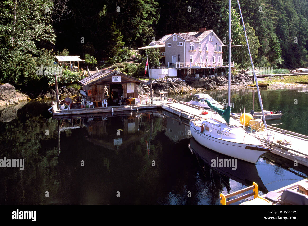 Kildonan Lodge Cannery, Uchucklesaht ingresso, Isola di Vancouver, BC, British Columbia, Canada - Pacific Rim, West Coast Foto Stock