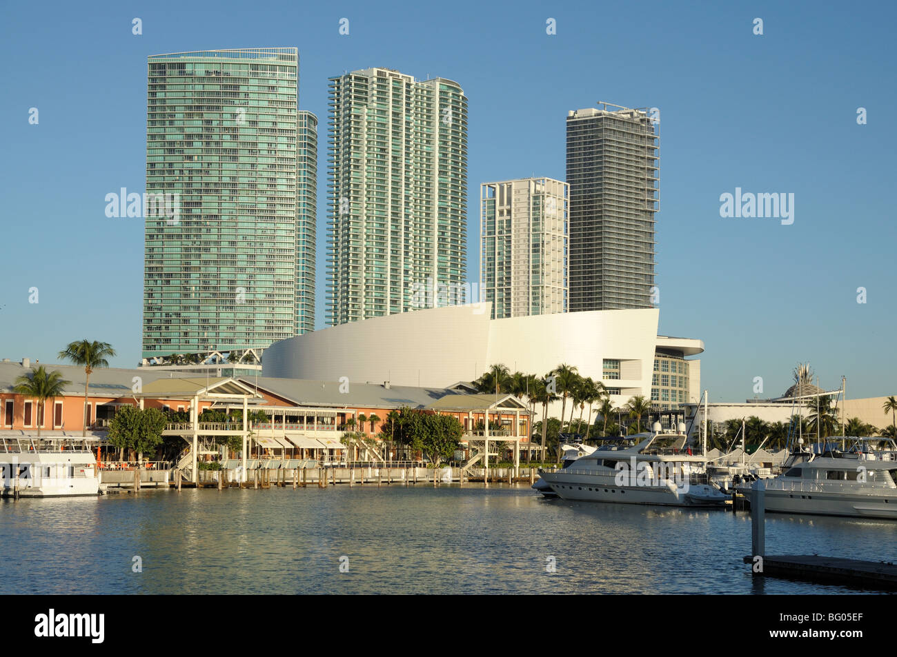 Bayside vista del centro della città di Miami, Florida USA Foto Stock