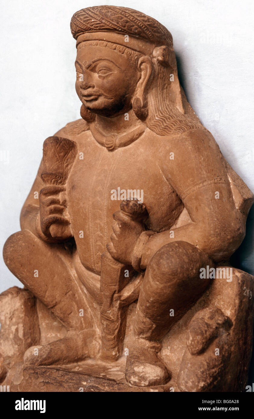 Surya, scultura in pietra risalente al II secolo da Mathura, Museo di governo, Mathura, Uttar Pradesh, India, Asia Foto Stock
