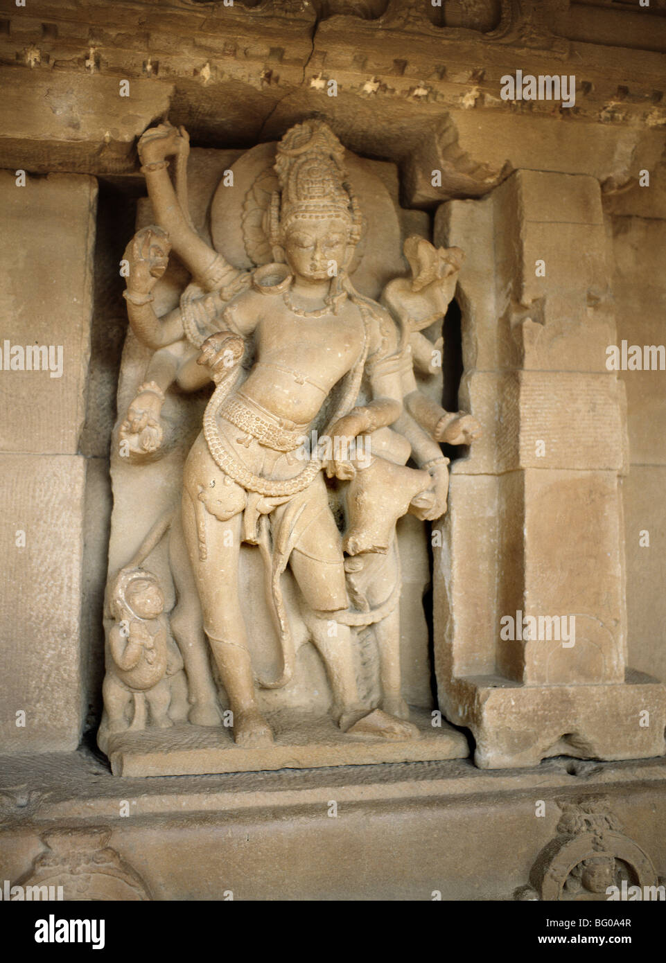 Durga tempio risalente alla fine del VII secolo d.c. in Aihole, India, Asia Foto Stock