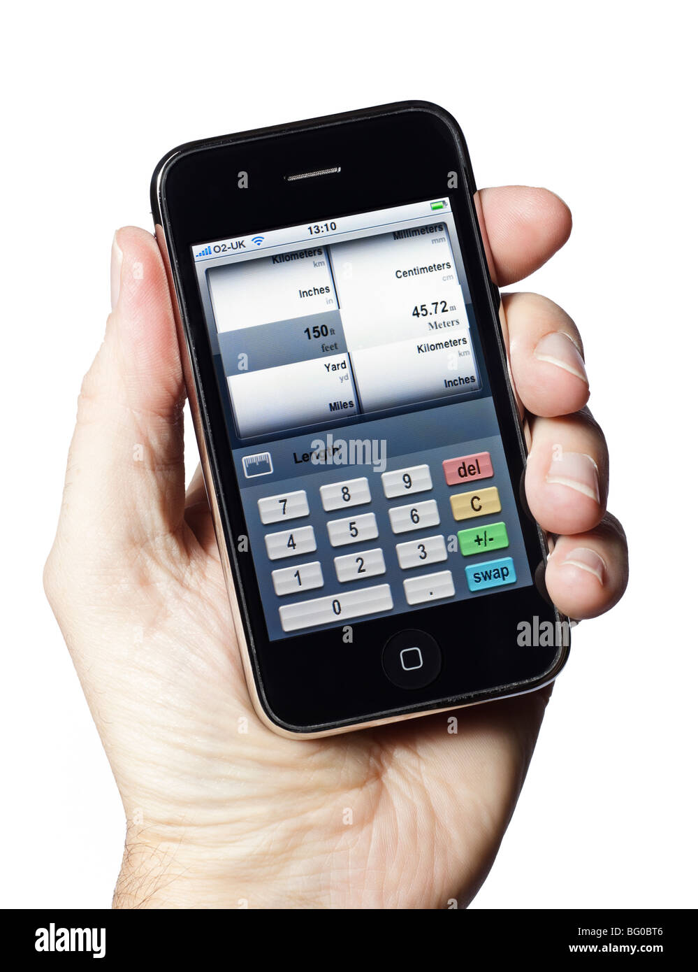 Smartphone iPhone smart phone telefono cellulare con una unità di applicazione di conversione Foto Stock