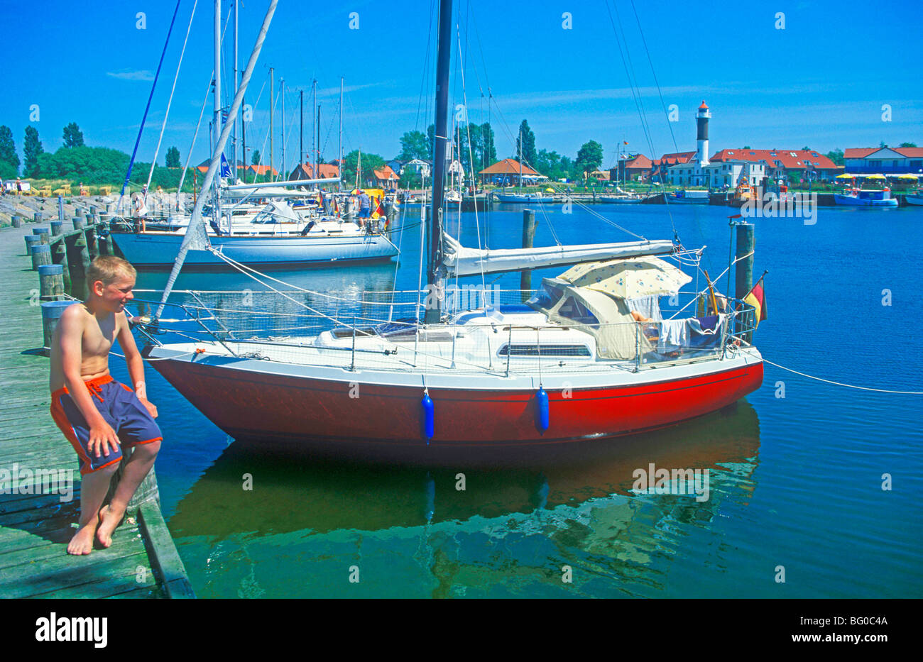 Porto di Timmendorf, Poel isola, Mar Baltico, Meclemburgo-Pomerania Occidentale, Germania Foto Stock